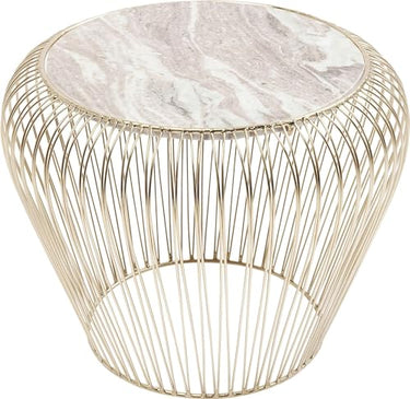 Kare Design Beistelltisch Beam, Grau/Brass, Beistelltisch, Stahlgestell, Marmor Tischplatte, Wohnzimmer, Sofatisch, 35x43x43 cm (H/B/T) im Sale